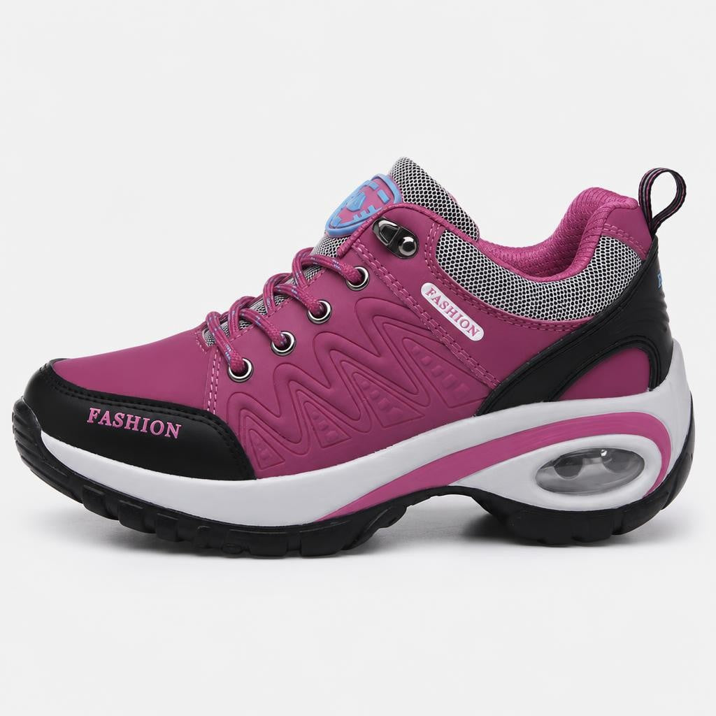 Women's Waterproof Platform Lace-Up Sneakers with Air Cushion Sole