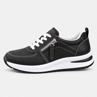 Women's Brown Side Zip Lace-Up Casual Sneakers
