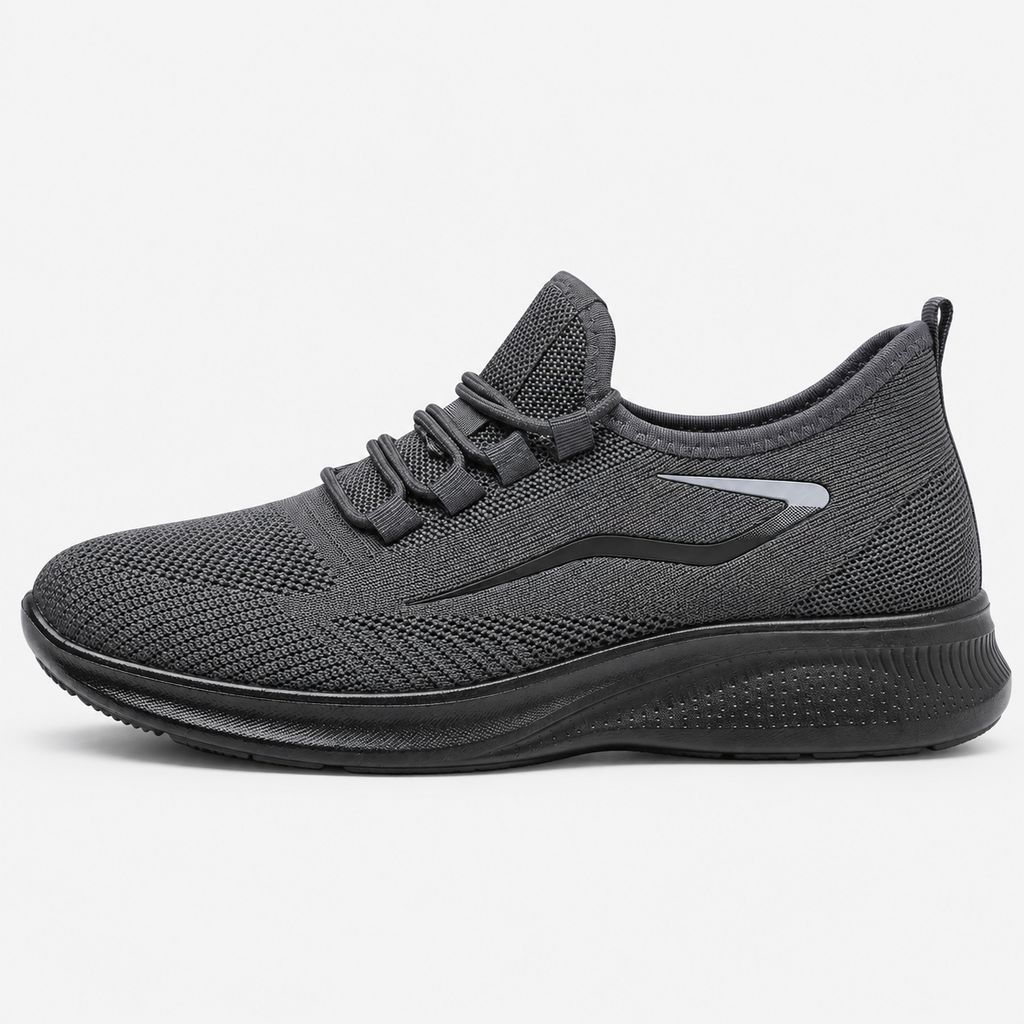 Men's Grey Breathable Mesh Lace-Up Sneakers