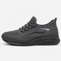 Men's Grey Breathable Mesh Lace-Up Sneakers