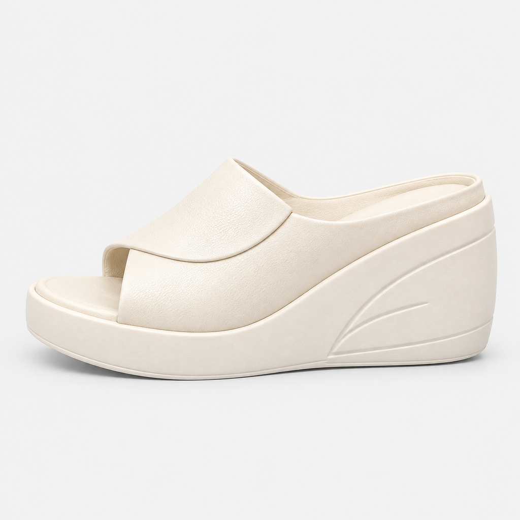 Women's Cream Wedge Platform Slide Sandals