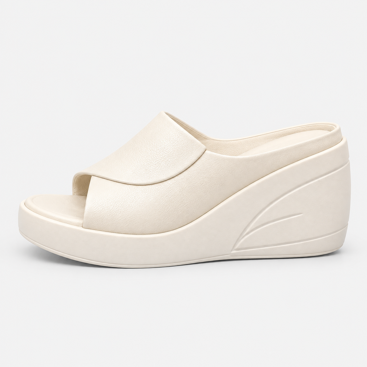 Women's Cream Wedge Platform Slide Sandals