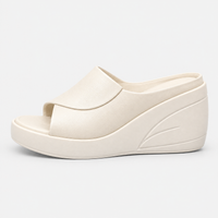 Women's Cream Wedge Platform Slide Sandals