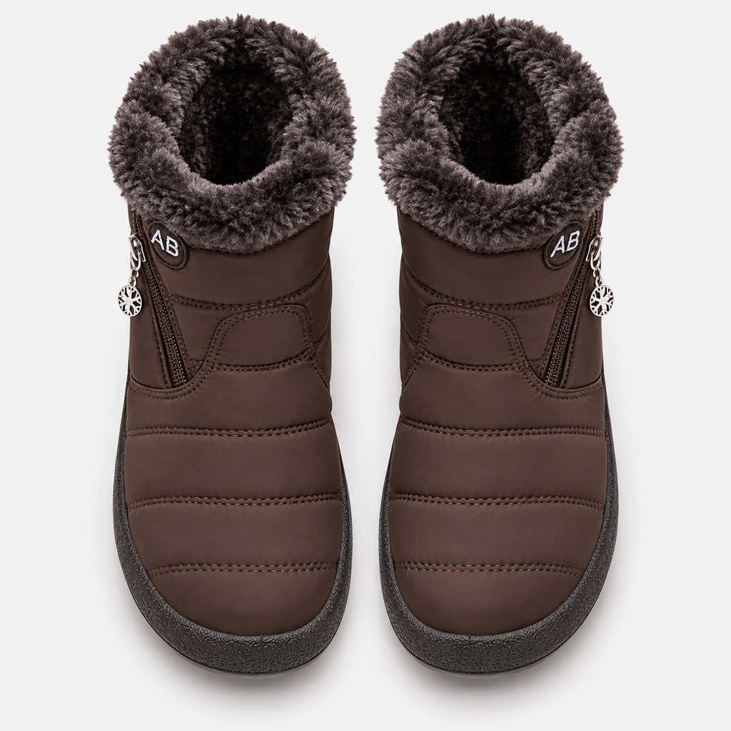 Women's Burgundy Waterproof Faux Fur-Lined Ankle Snow Boots