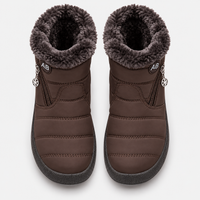 Women's Burgundy Waterproof Faux Fur-Lined Ankle Snow Boots