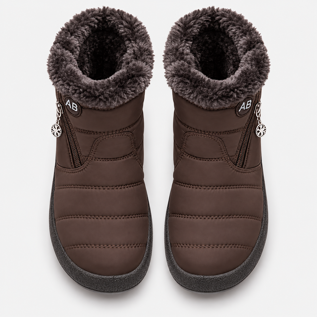 Women's Burgundy Waterproof Faux Fur-Lined Ankle Snow Boots