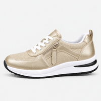 Women's Brown Side Zip Lace-Up Casual Sneakers