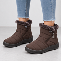 Women's Burgundy Waterproof Faux Fur-Lined Ankle Snow Boots