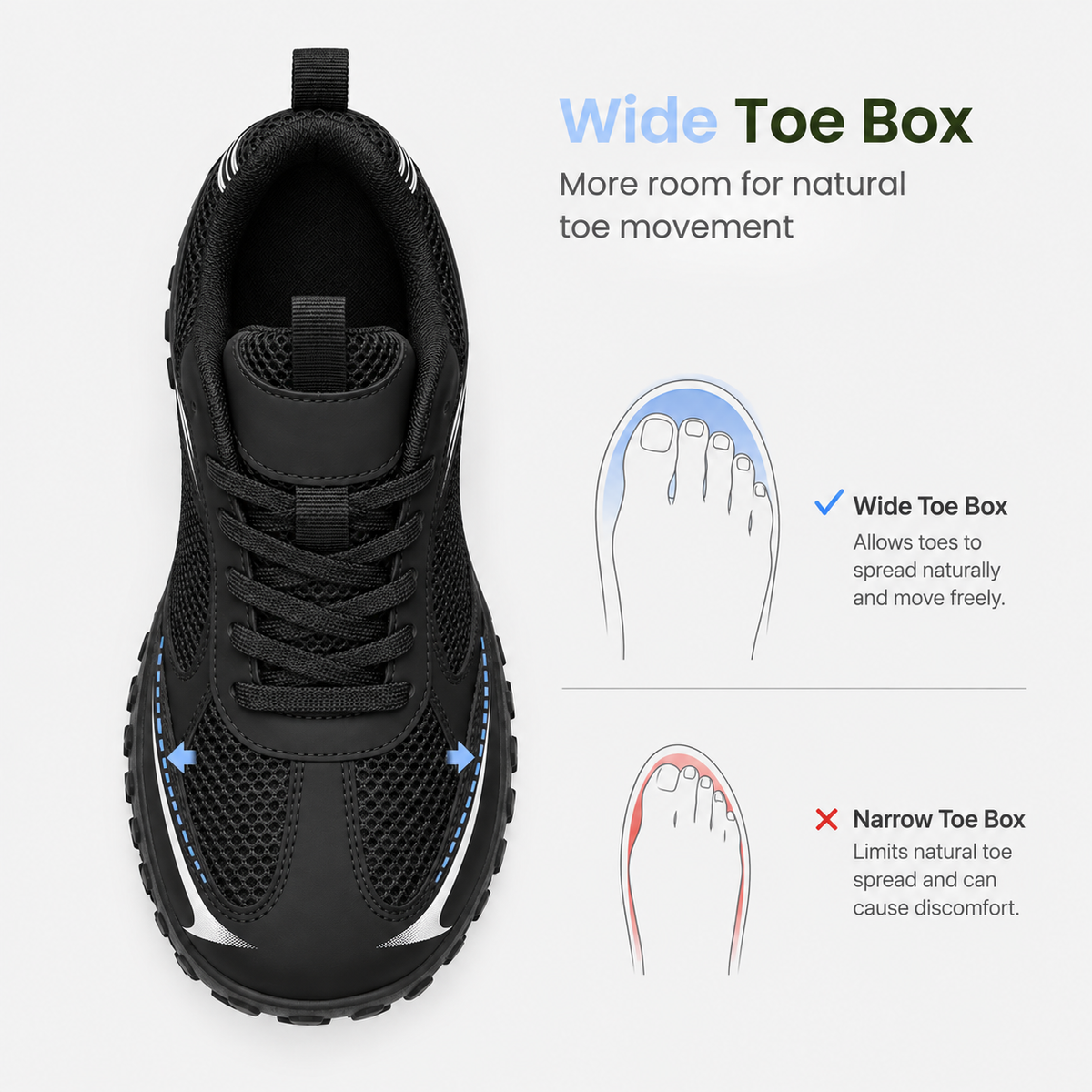 Orthopedic Shoes Wide Toe Box Breathable Mesh
