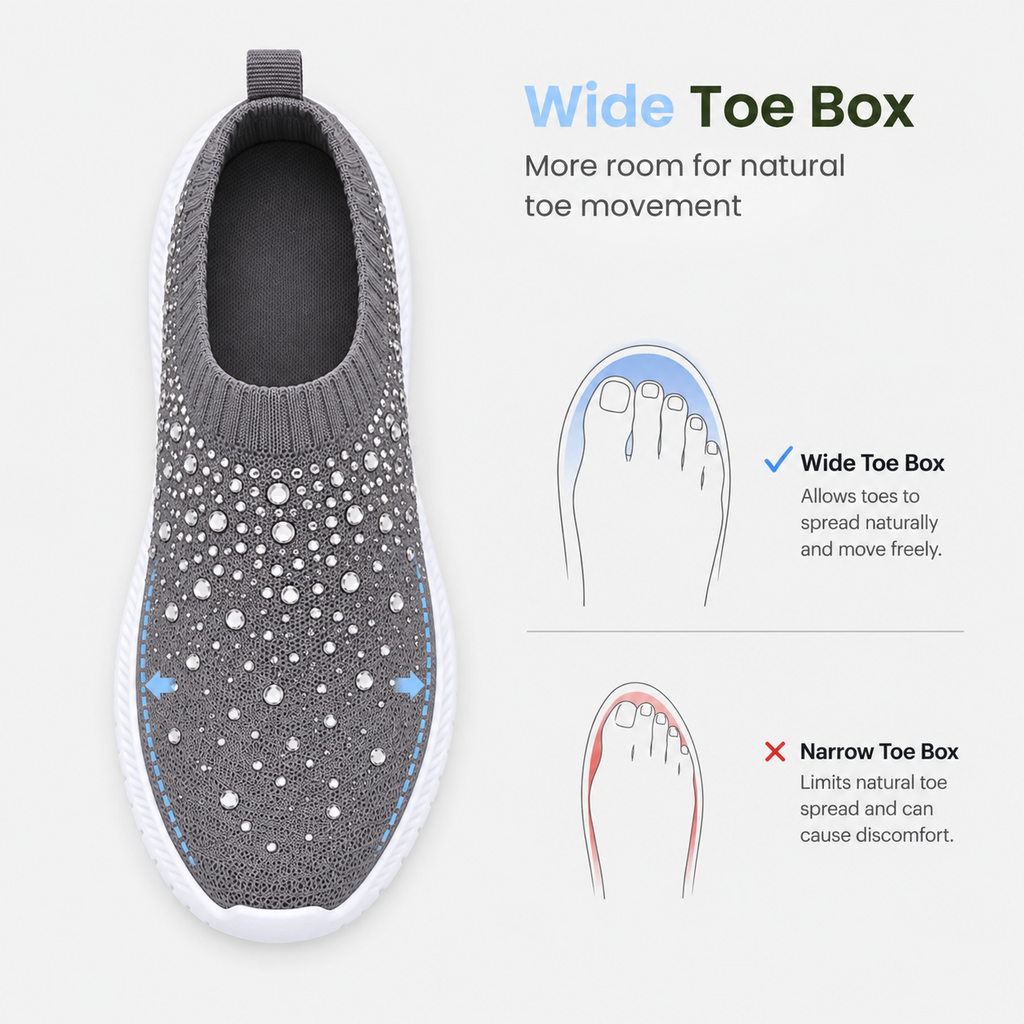 Women's Grey Slip-On Crystal Mesh Sneakers