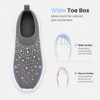 Women's Grey Slip-On Crystal Mesh Sneakers