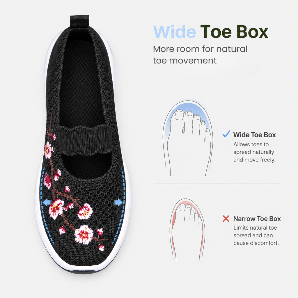 Women's Breathable Mesh Slip-On Embroidered Sneakers with Chunky Sole