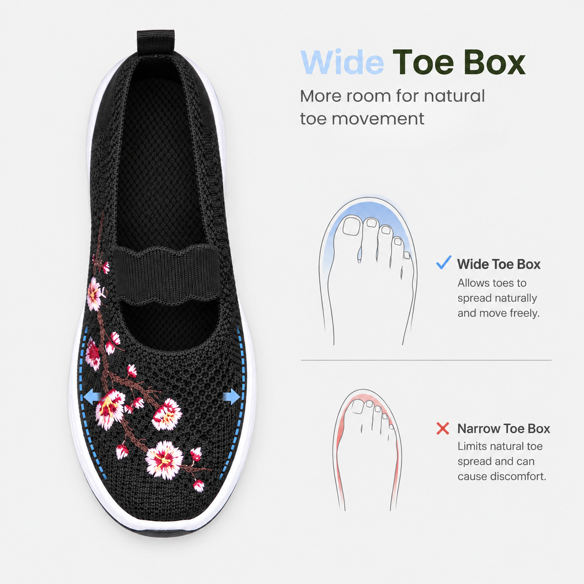 Women's Breathable Mesh Slip-On Embroidered Sneakers with Chunky Sole