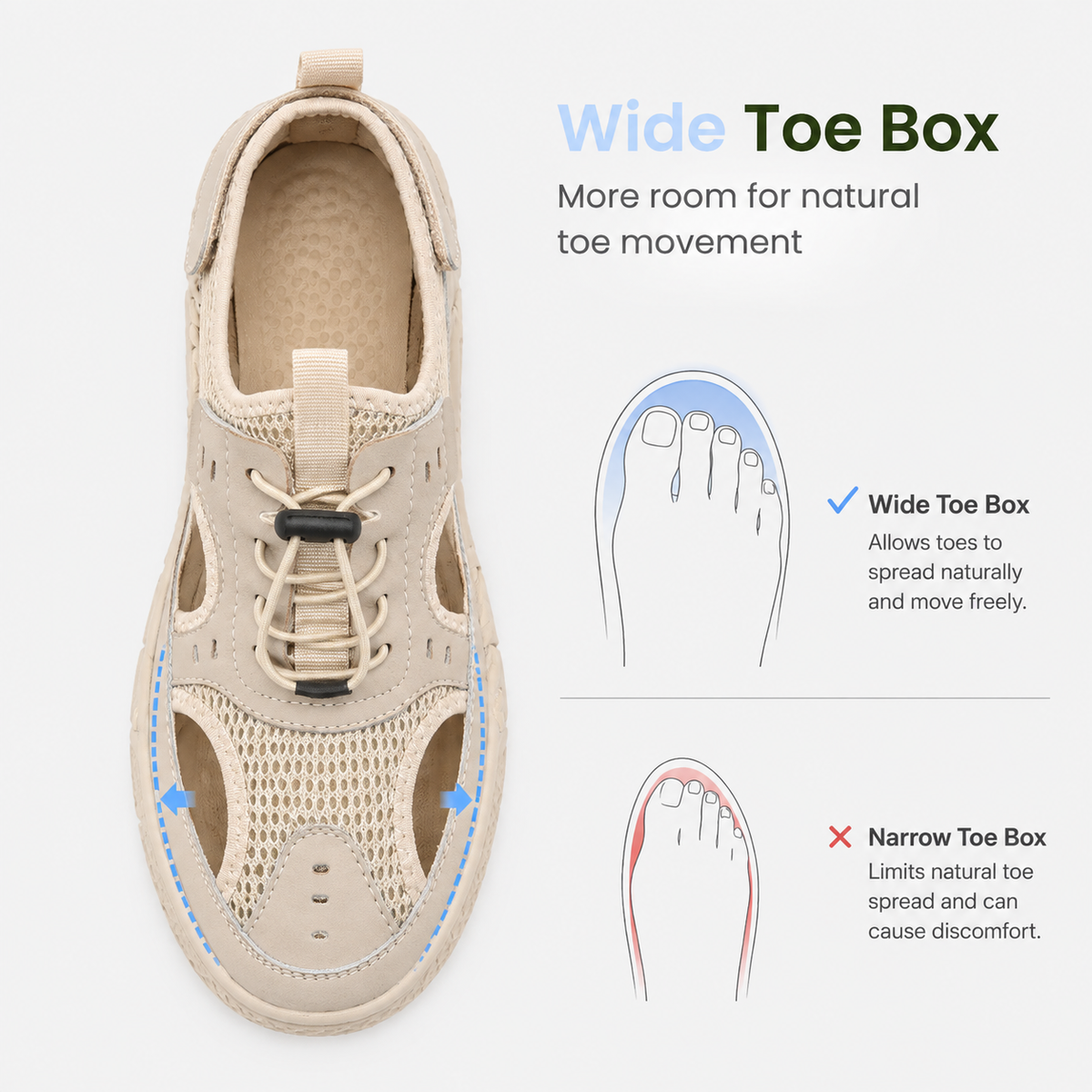 Men's Beige Closed Toe Split Leather Mesh Outdoor Sandals