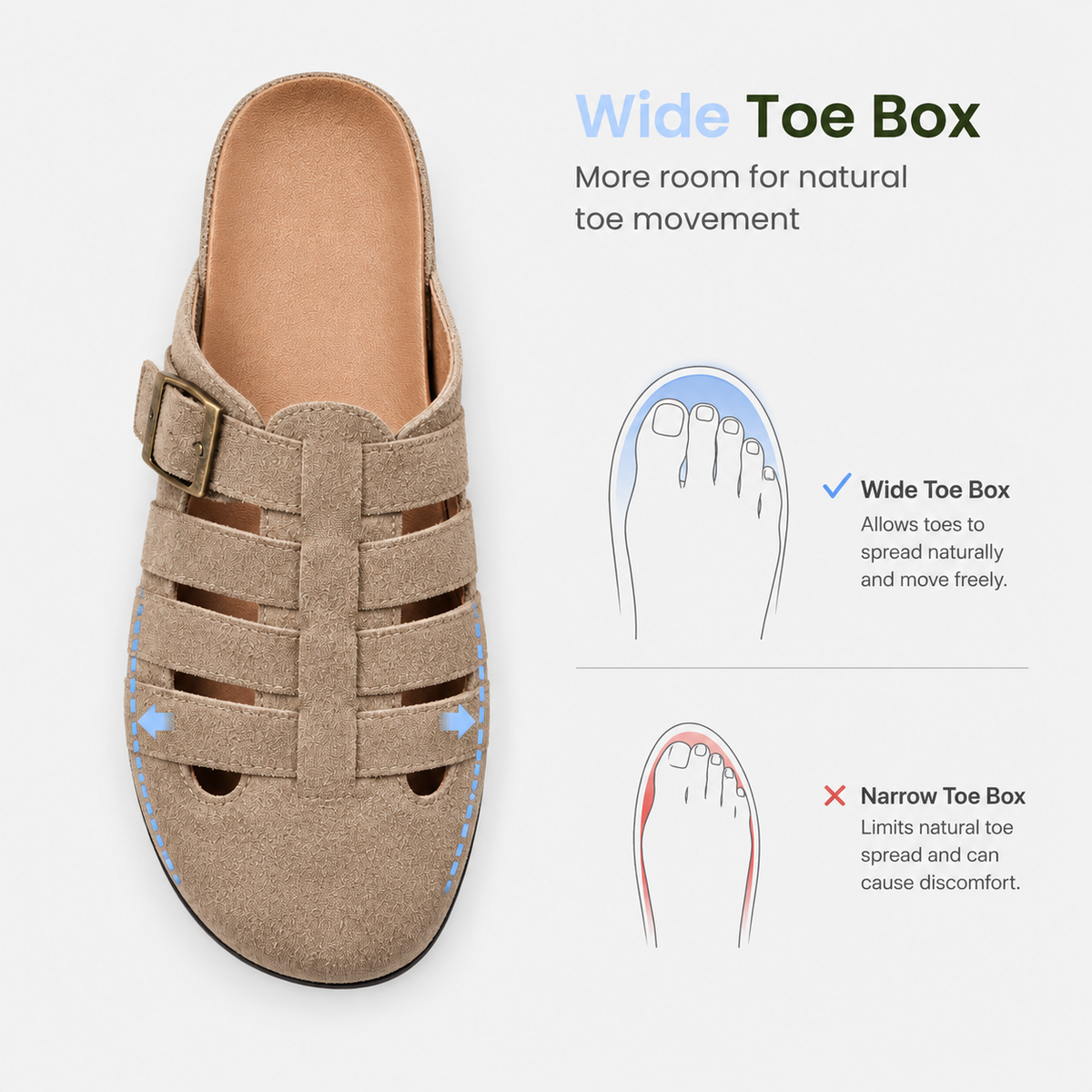 Women's Faux Suede Cutout Buckle Clogs, Flat Slip-On Summer Mules