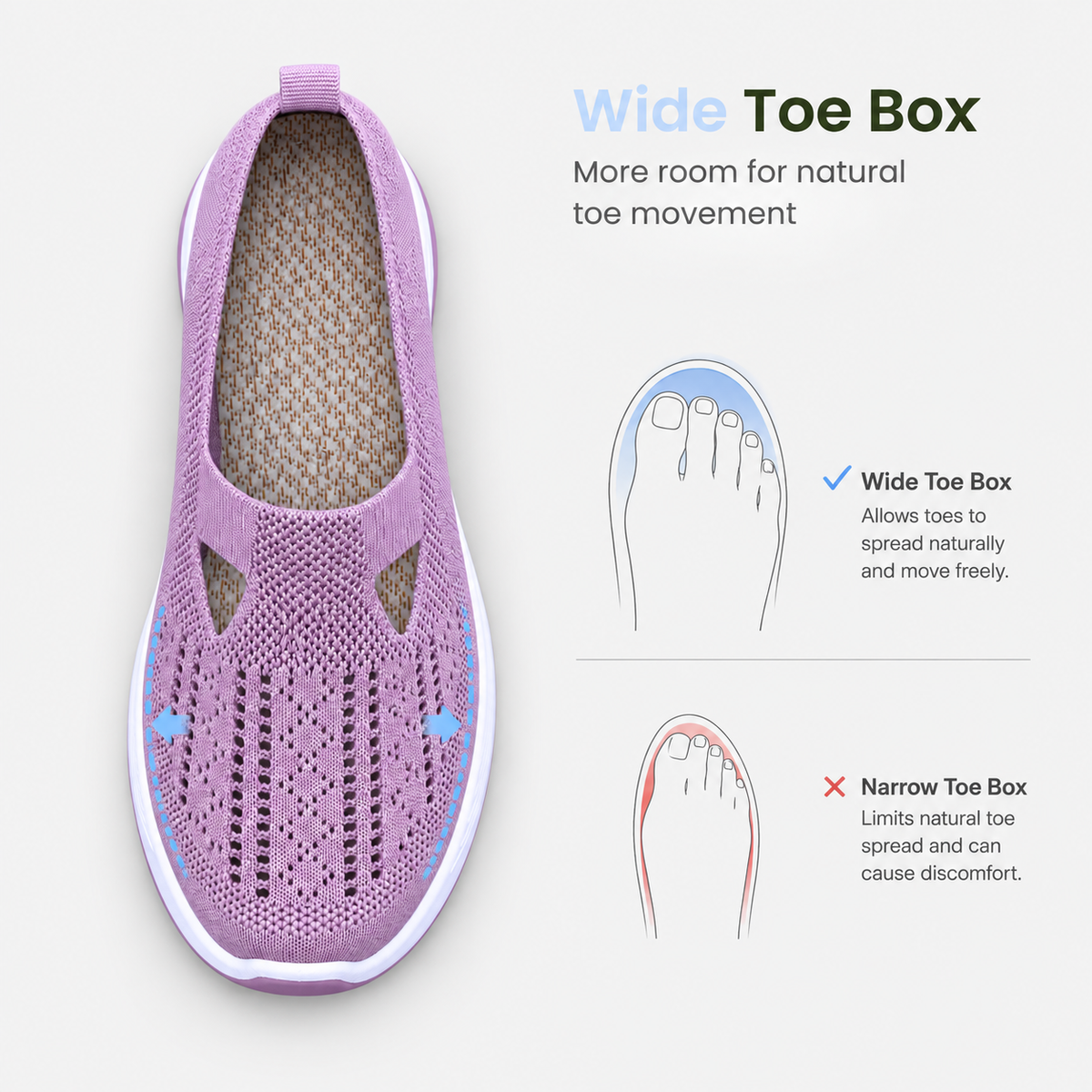 Orthopedic Shoes For Walking Hollow Knit Mesh Slip-On