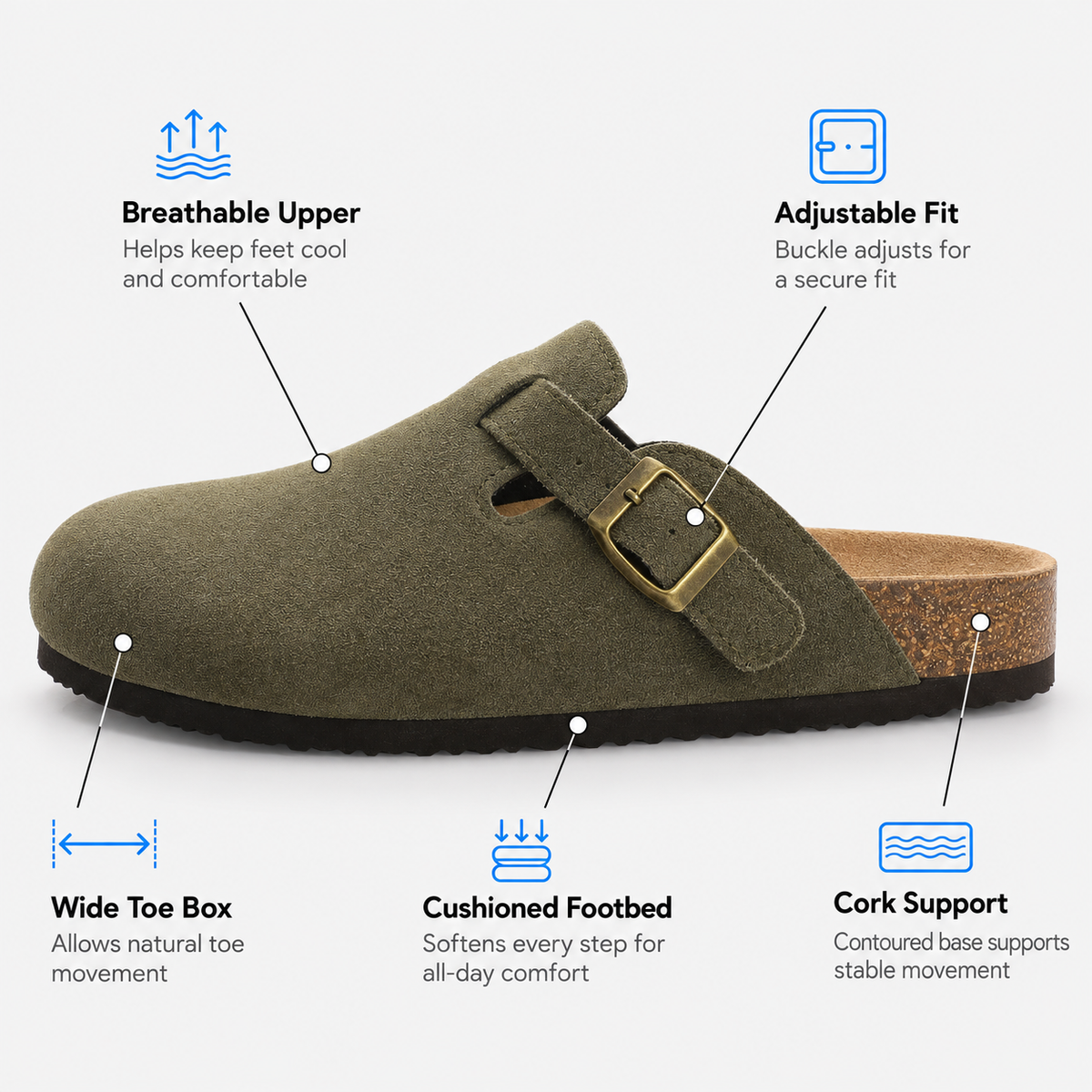Orthopedic Shoes Cork Suede Insole