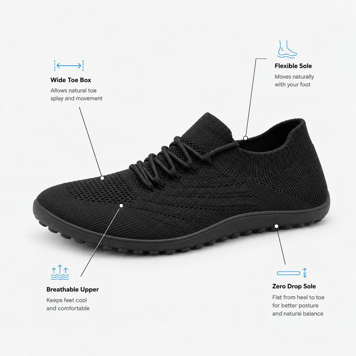 Orthopedic Shoes PU Barefoot Wide Fit