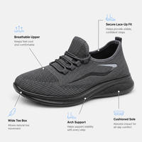 Men's Grey Breathable Mesh Lace-Up Sneakers