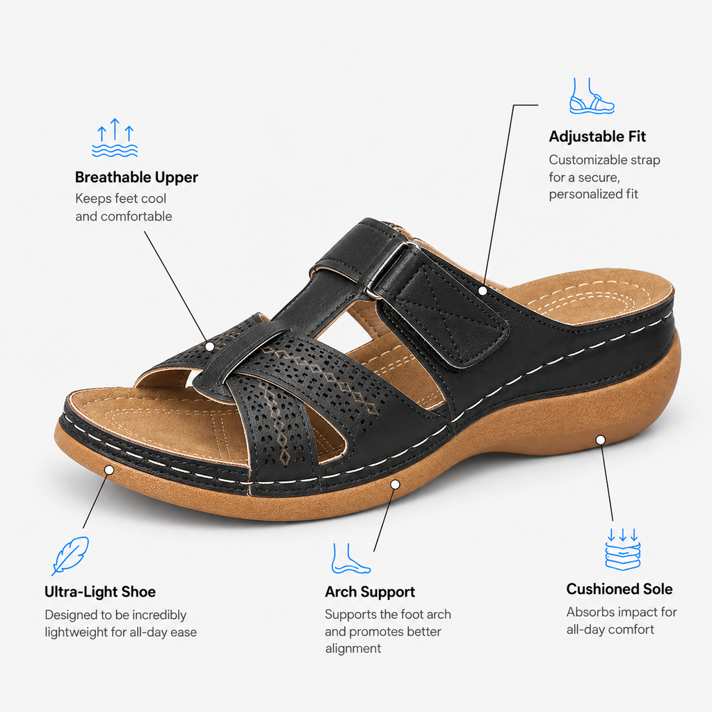 Orthopedic Shoes PU Wedge Open Toe