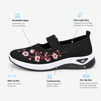 Women's Breathable Mesh Slip-On Embroidered Sneakers with Chunky Sole