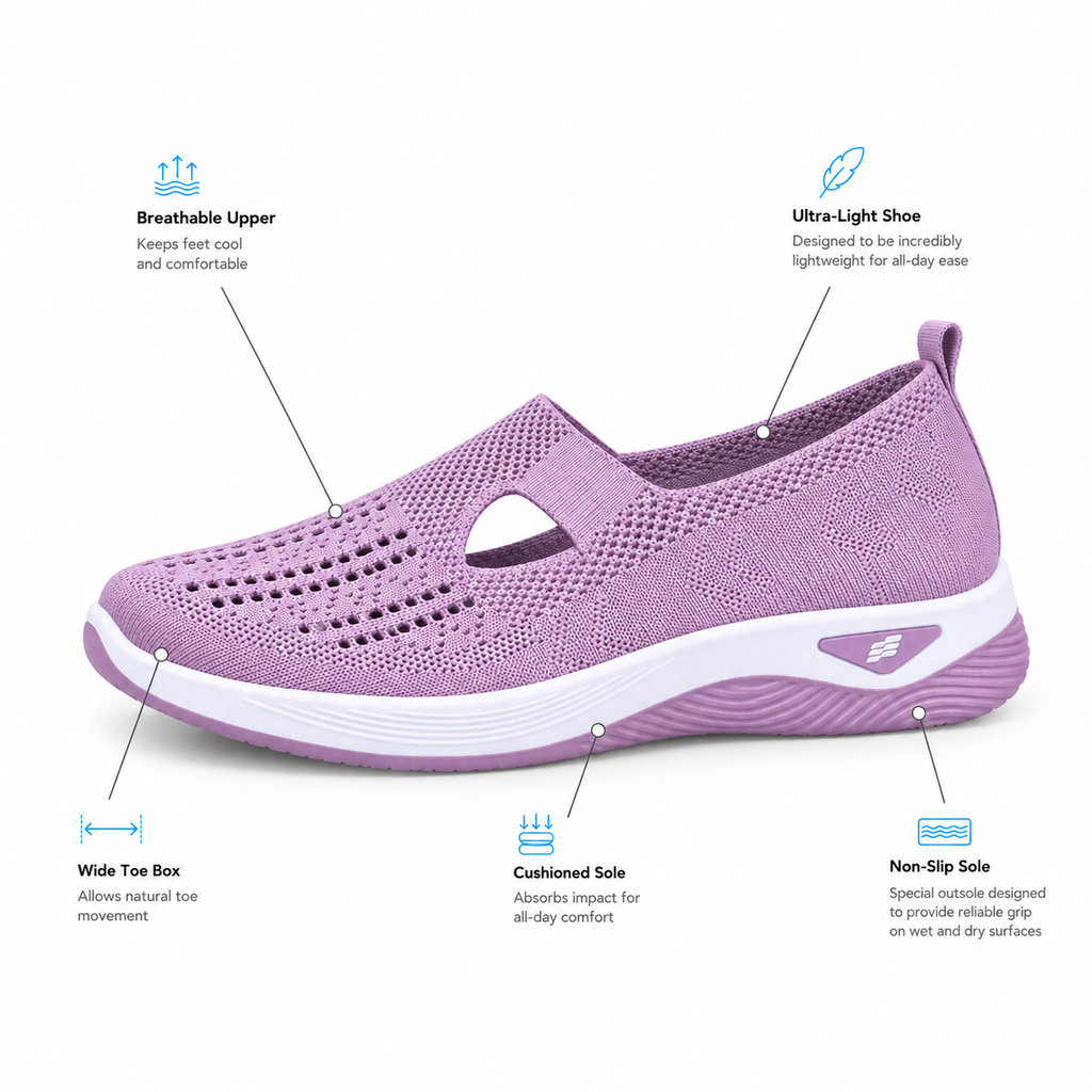 Orthopedic Shoes For Walking Hollow Knit Mesh Slip-On
