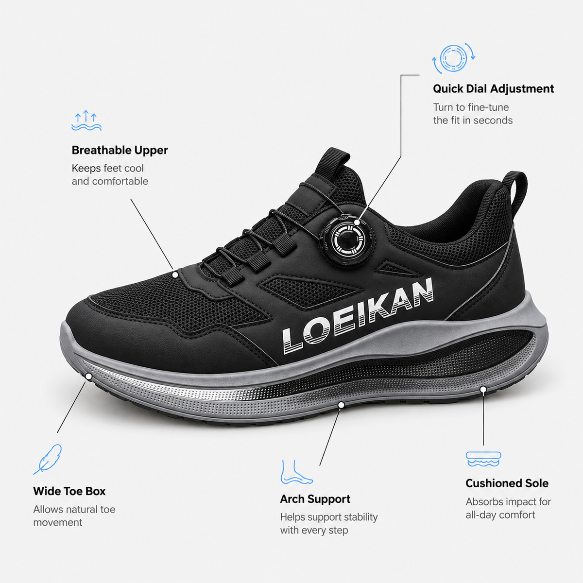 Orthopedic Shoes Rotating Button Mesh
