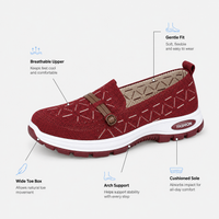 Ladies Walking Shoes With Arch Support Burgundy Slip-On