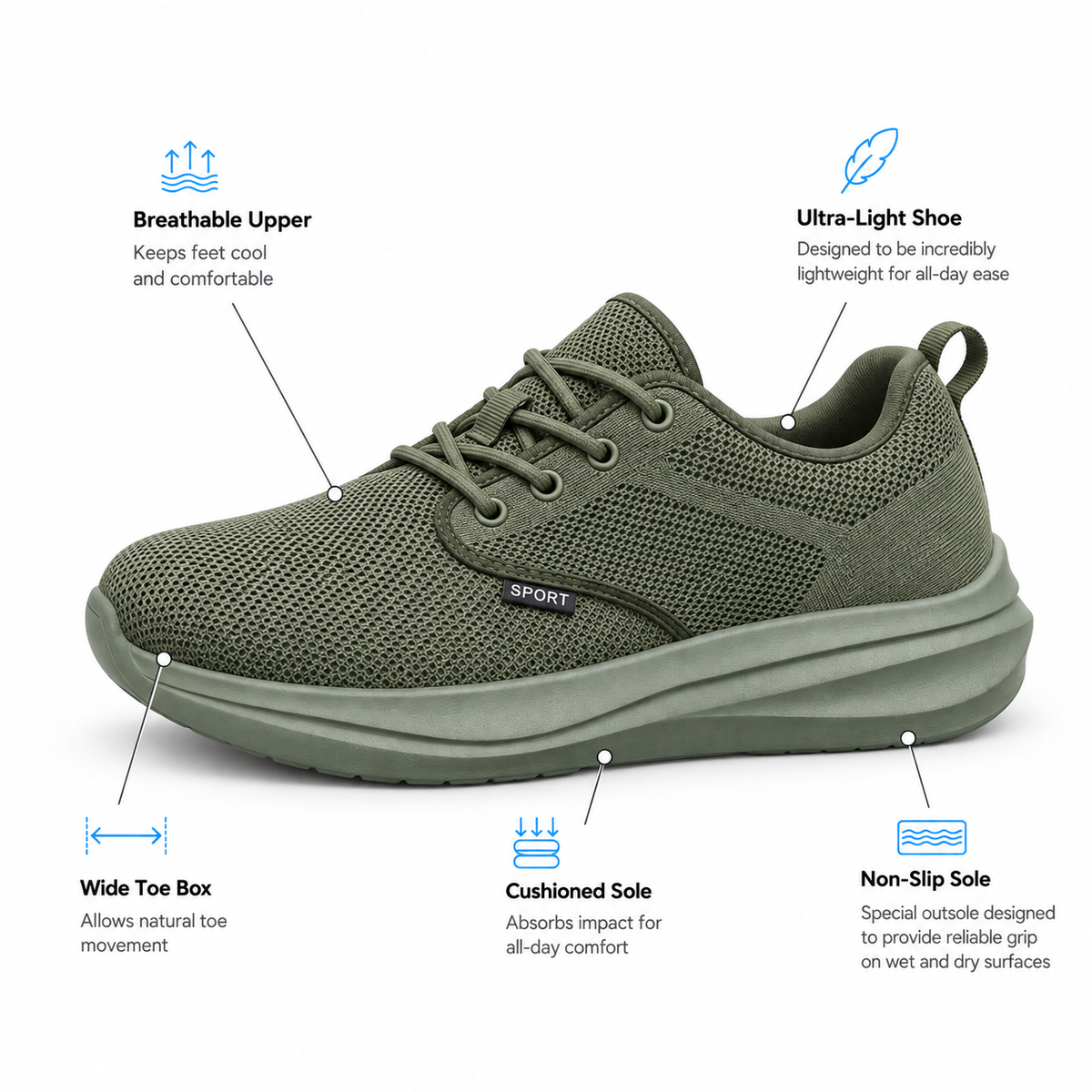 Breathable Orthopedic Shoes With Wide Toe Box