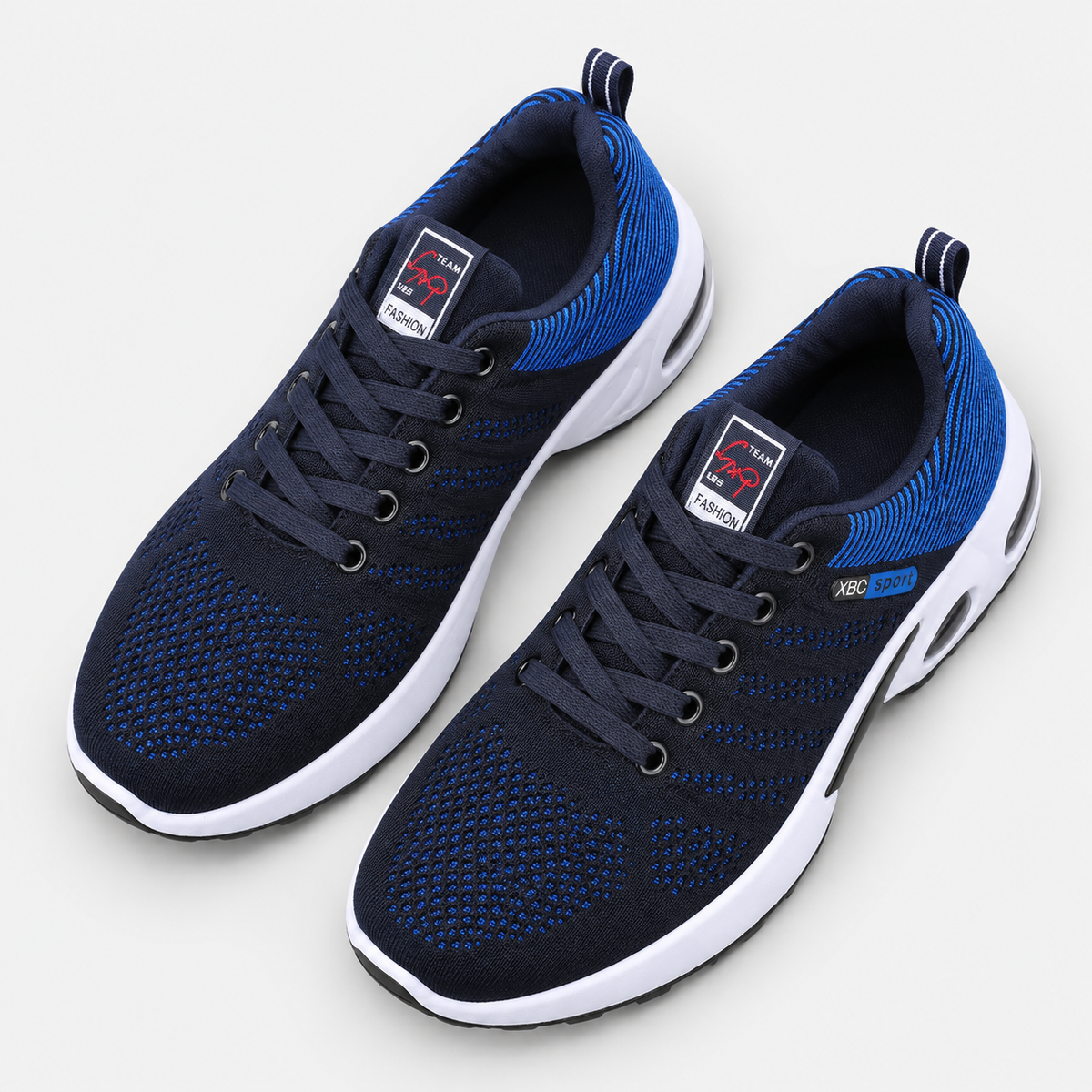 Men's Blue Breathable Mesh Lace-Up Sneakers