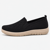 Women's Red Knit Slip-On Flat Shoes with Round Toe