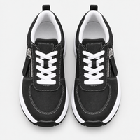 Women's Brown Side Zip Lace-Up Casual Sneakers