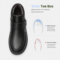 Women's Black Genuine Leather Plush-Lined Wedge Ankle Boots