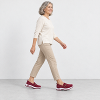 Ladies Walking Shoes With Arch Support Burgundy Slip-On