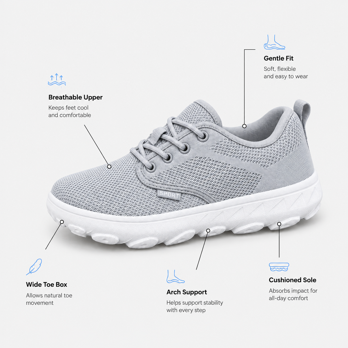 Orthopedic Shoes Green Breathable Mesh