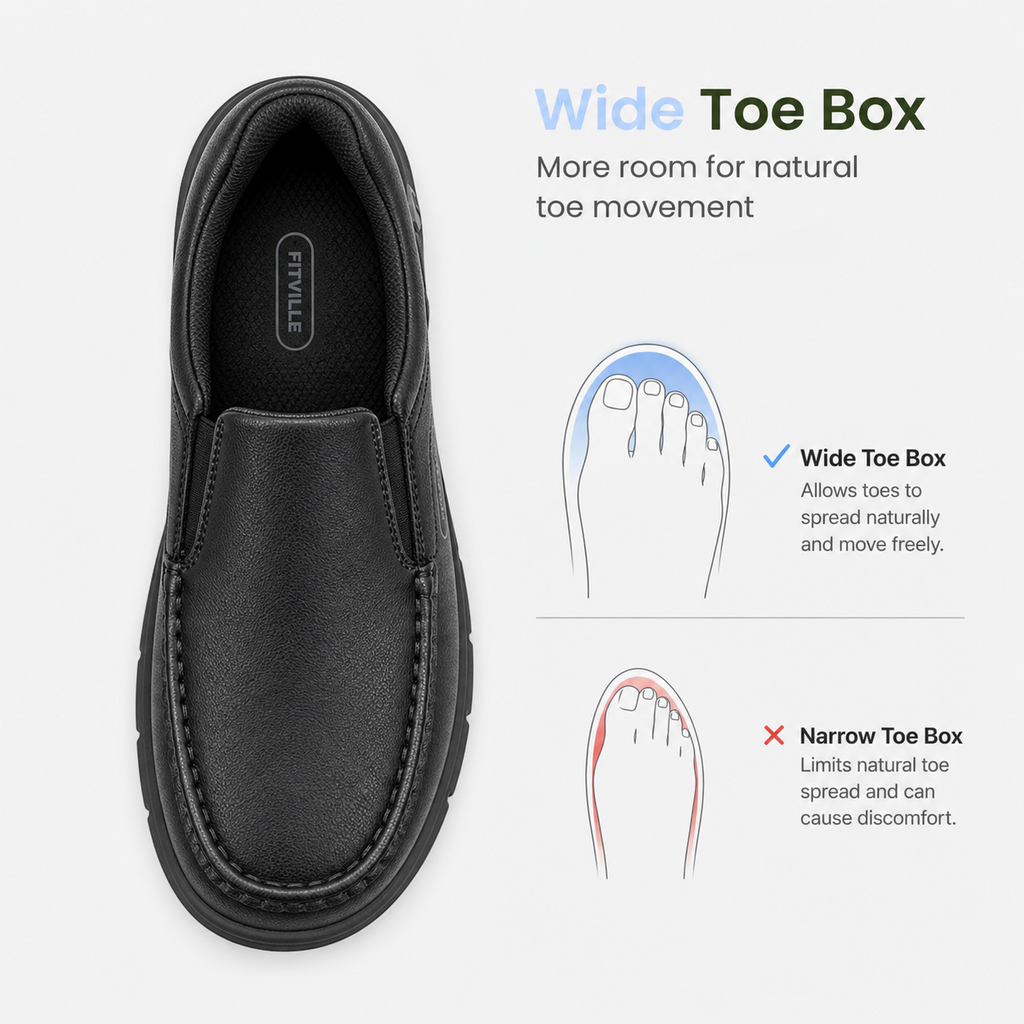 Orthopedic Shoes Vegan Leather Wide Width Slip-On