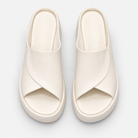 Women's Cream Wedge Platform Slide Sandals