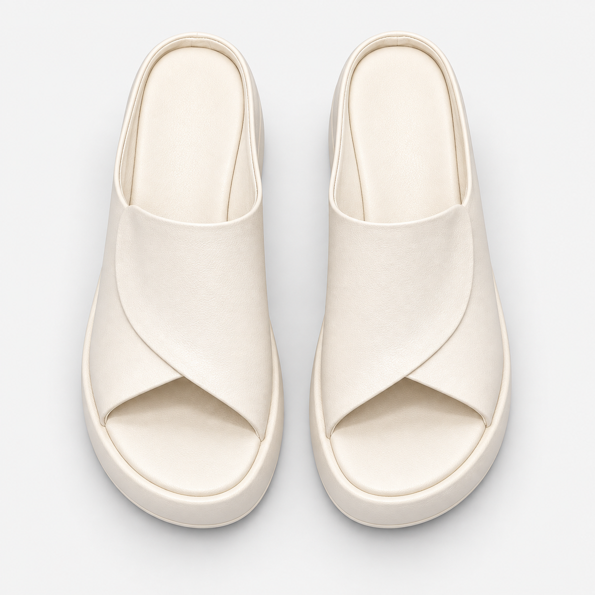 Women's Cream Wedge Platform Slide Sandals