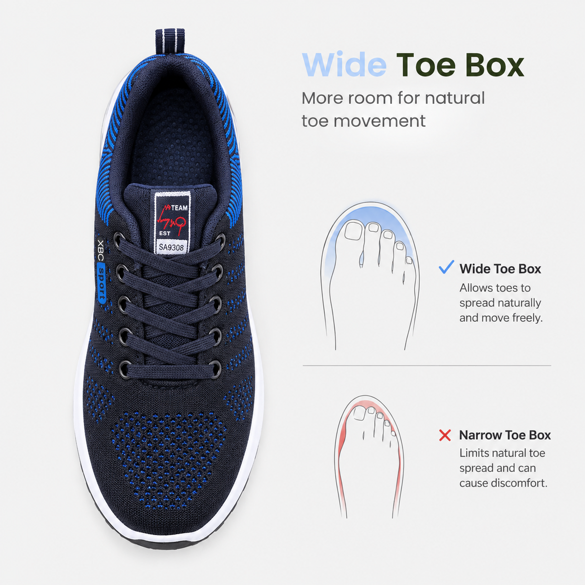 Men's Blue Breathable Mesh Lace-Up Sneakers