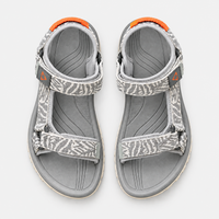 Women's Grey Flat Sport Sandals with Hook and Loop Straps