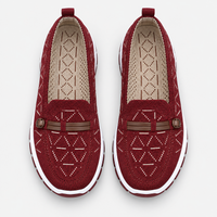 Ladies Walking Shoes With Arch Support Burgundy Slip-On