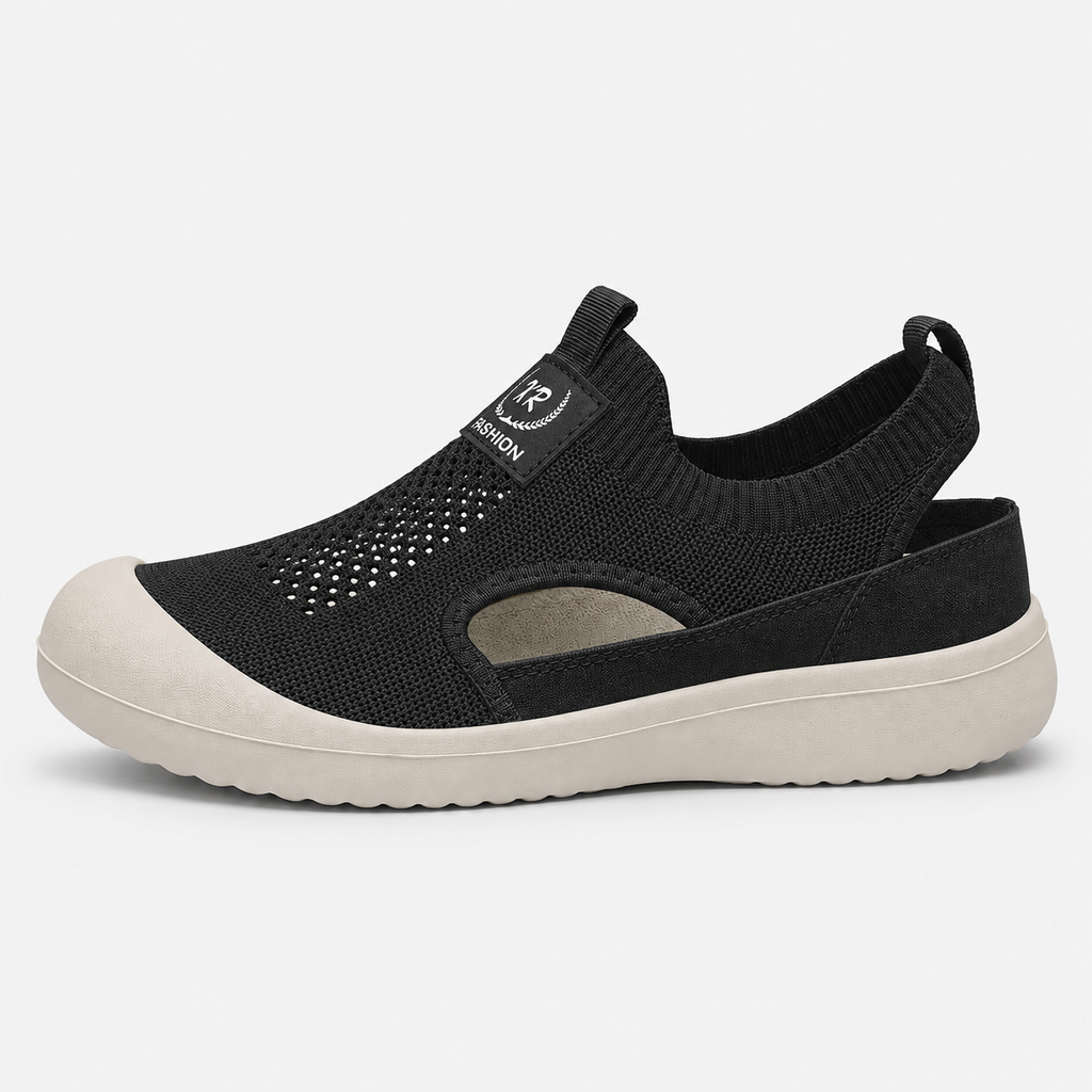 Women's White Hollow Slip-On Sneakers with Breathable Mesh Upper