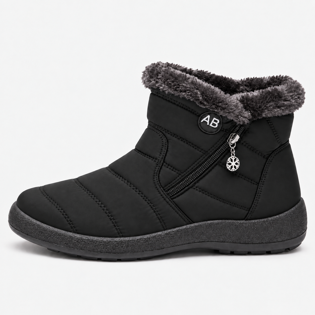 Women's Burgundy Waterproof Faux Fur-Lined Ankle Snow Boots