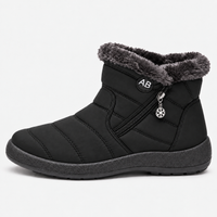 Women's Burgundy Waterproof Faux Fur-Lined Ankle Snow Boots