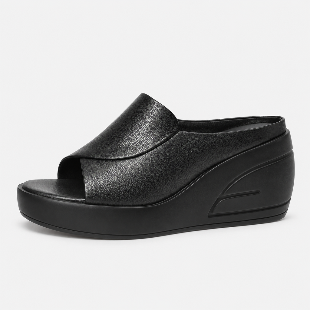 Women's Cream Wedge Platform Slide Sandals