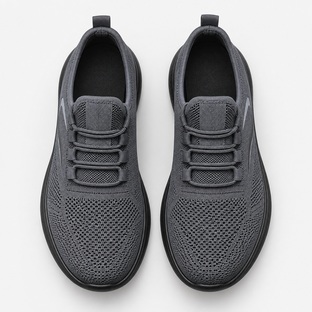 Men's Grey Breathable Mesh Lace-Up Sneakers
