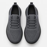 Men's Grey Breathable Mesh Lace-Up Sneakers