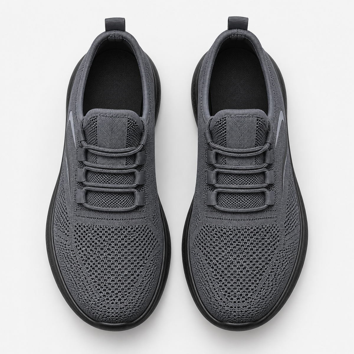 Men's Grey Breathable Mesh Lace-Up Sneakers