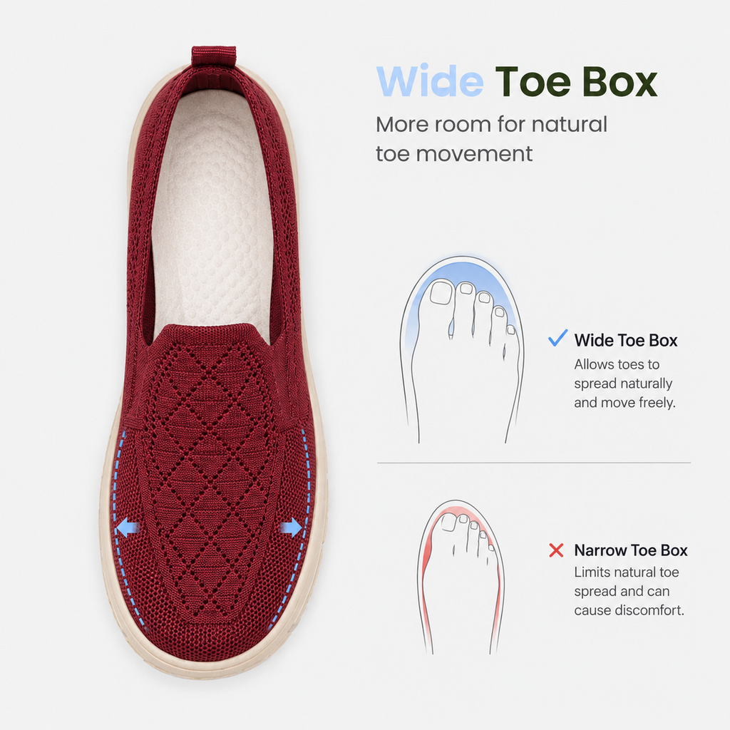 Women's Red Knit Slip-On Flat Shoes with Round Toe