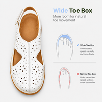 Women's White Hollow Out Wedge Sandals with Hook-and-Loop Back Strap